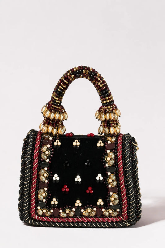 Bridal handbag for wedding functions with floral bead detailing