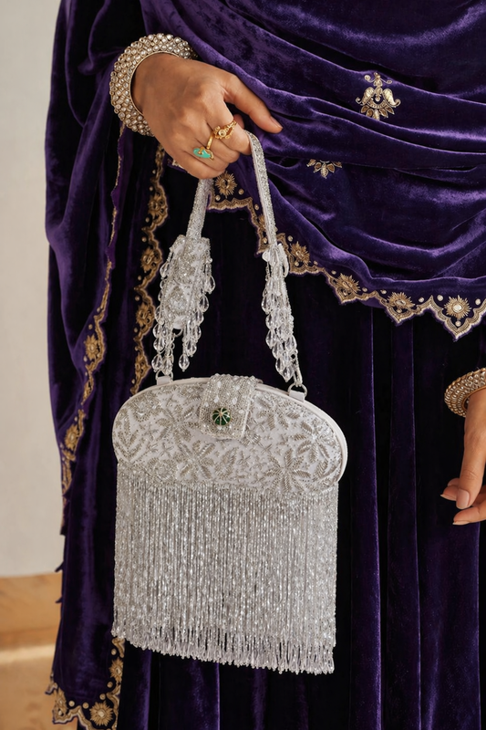 Handcrafted party clutch designed for festive celebrations and wedding styling