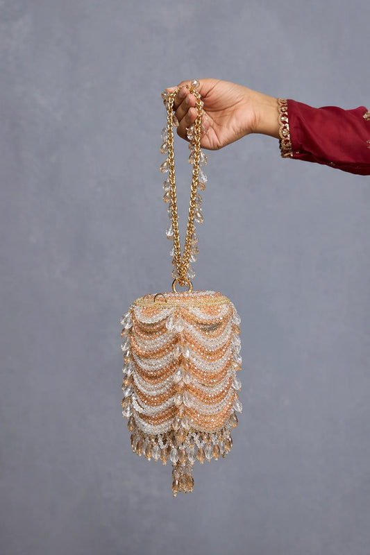 Party handbag for women featuring layered crystal embellishments