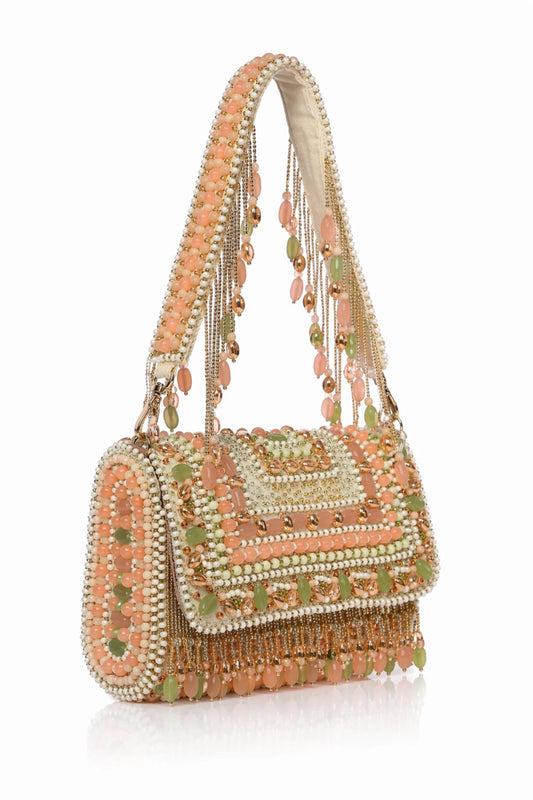 Pastel shoulder bag for haldi ceremonies and wedding celebrations