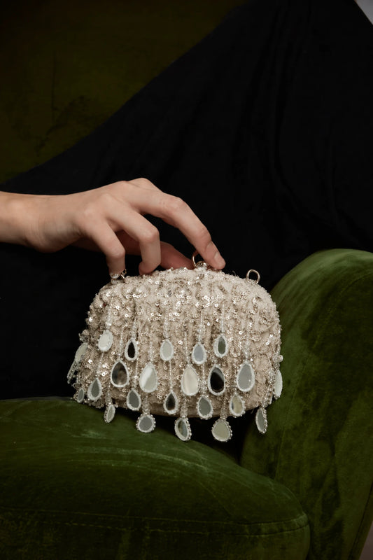 Silver shoulder bag for festivals and traditional celebrations