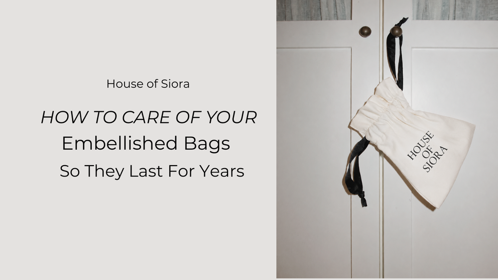 Embellished bridal bag stored carefully to maintain its beauty and craftsmanship