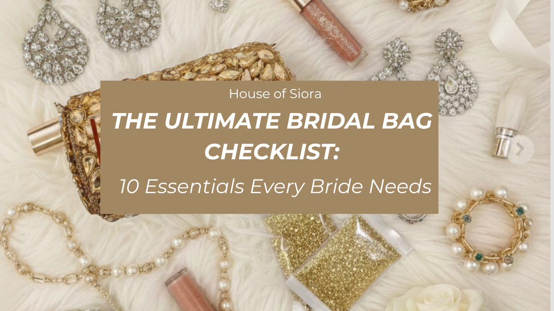 Bridal bag essentials including makeup, perfume, tissues and wedding day emergency items