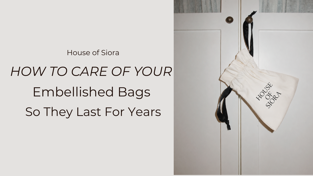 Embellished bridal bag stored carefully to maintain its beauty and craftsmanship