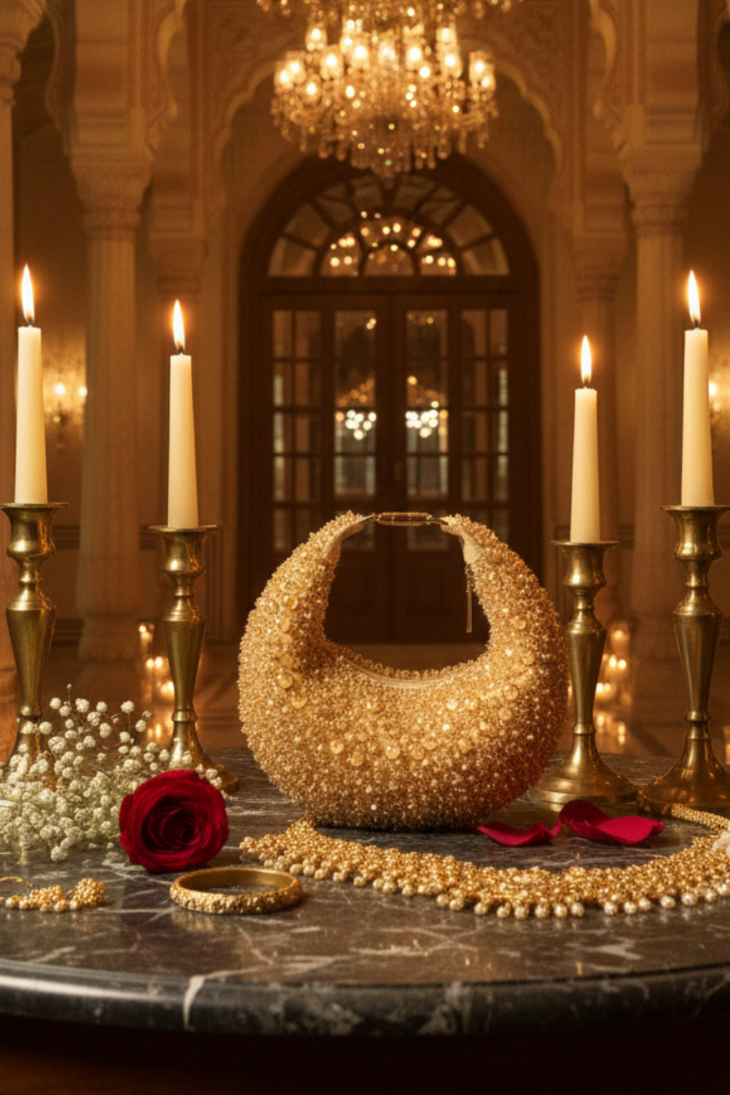 Midnight Golden Hobo Bag