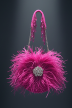 Feather Hot Pink Round bag