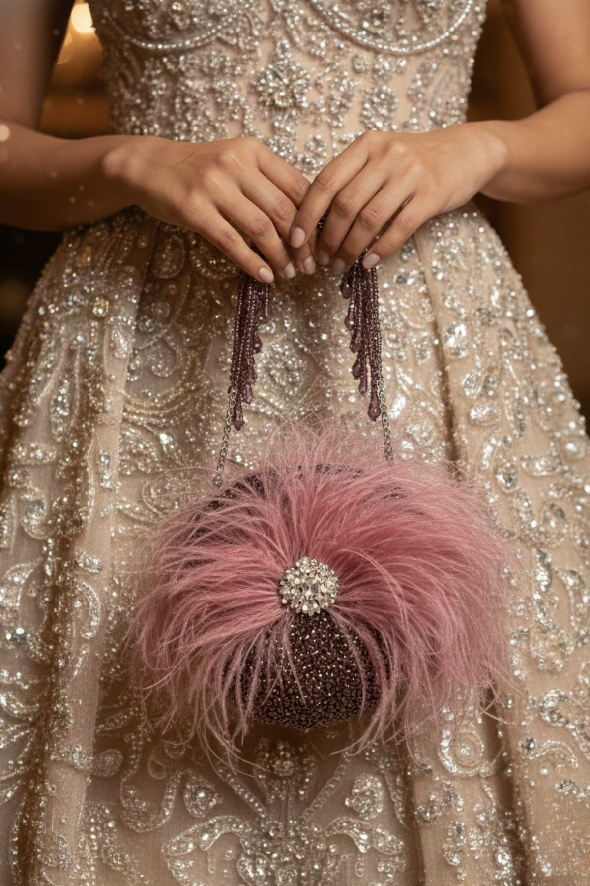 Feather Purple Round bag