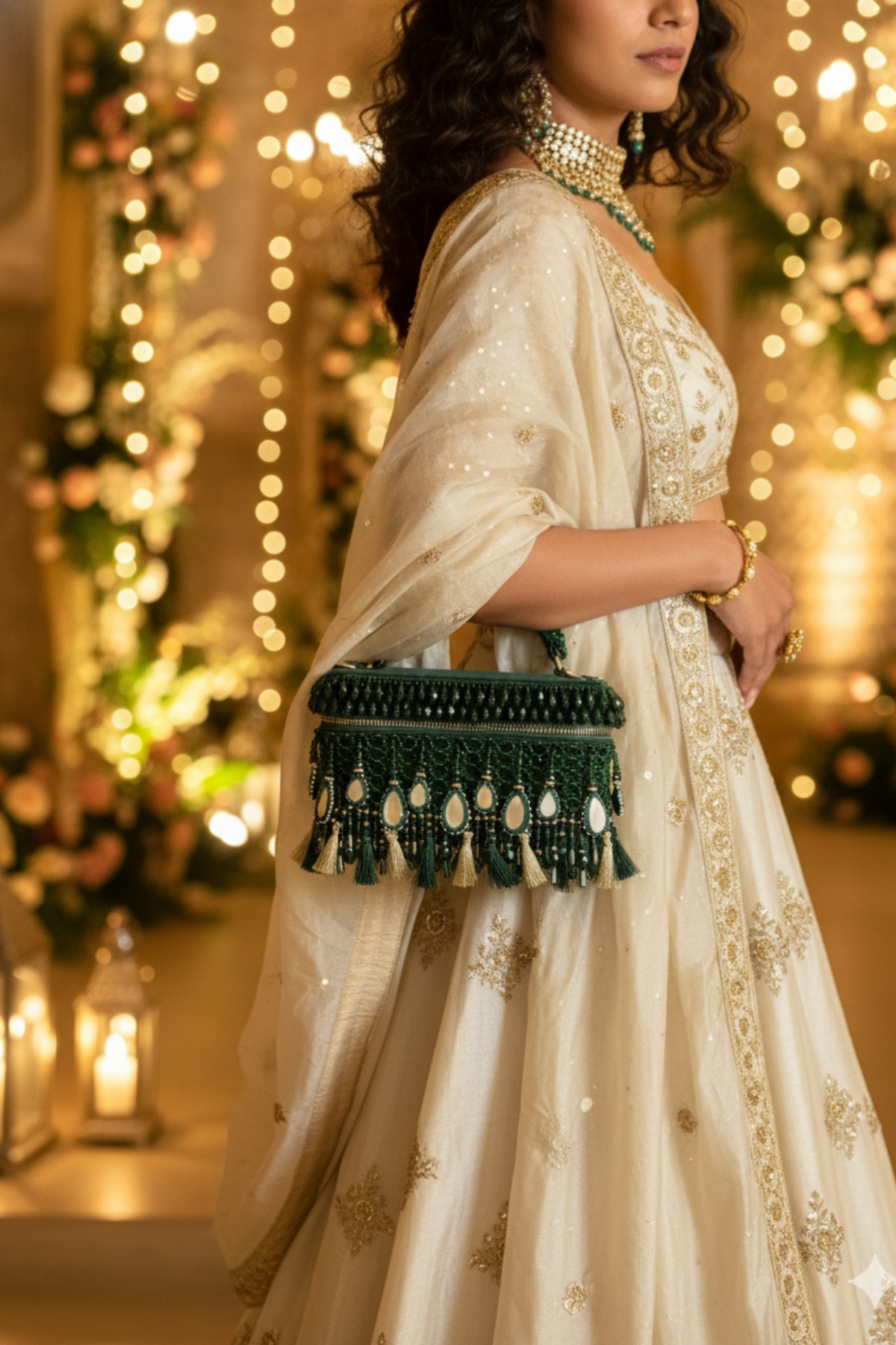 Padmavati Green Vanity Bag