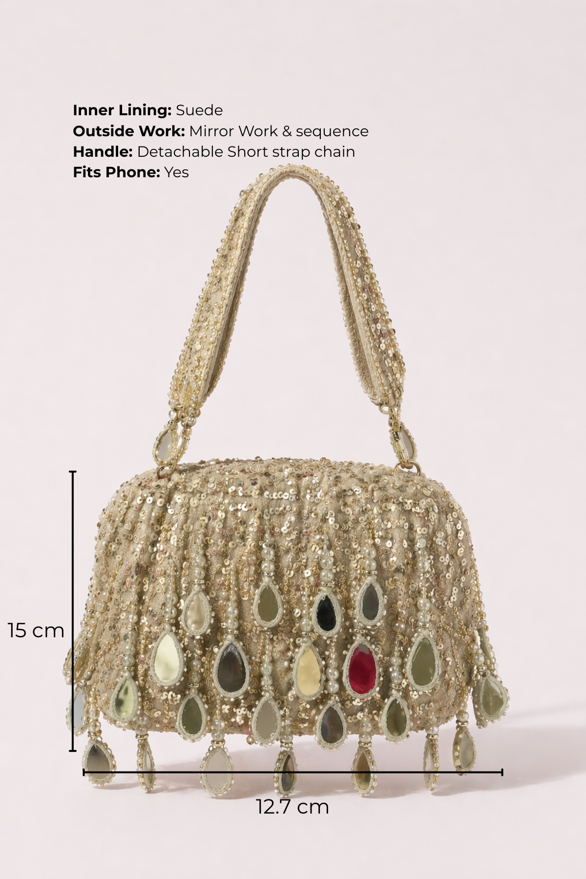 Bag for wedding in silver color