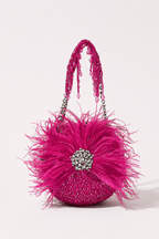 Feather Hot Pink Round bag