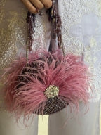 Feather burst Purple Round bag