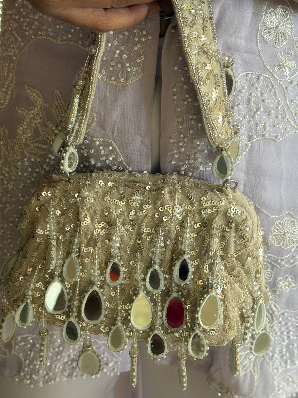 Inaaya Silver Mirror Bag