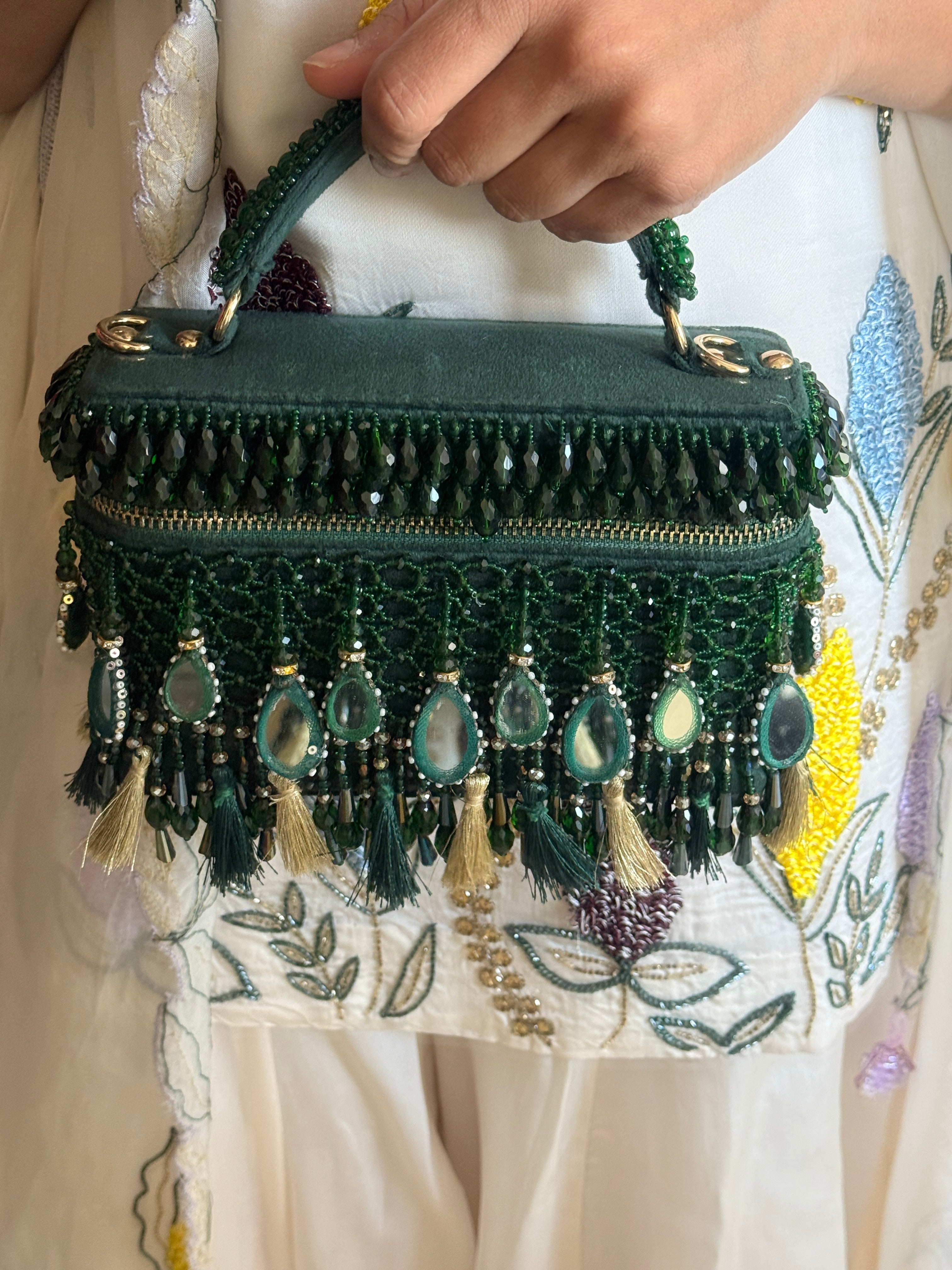 Padmavati Green Vanity Bag