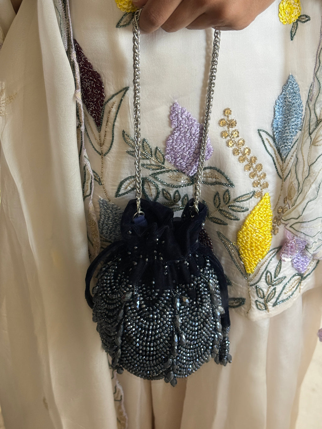 Aura Charcol Blue Potli