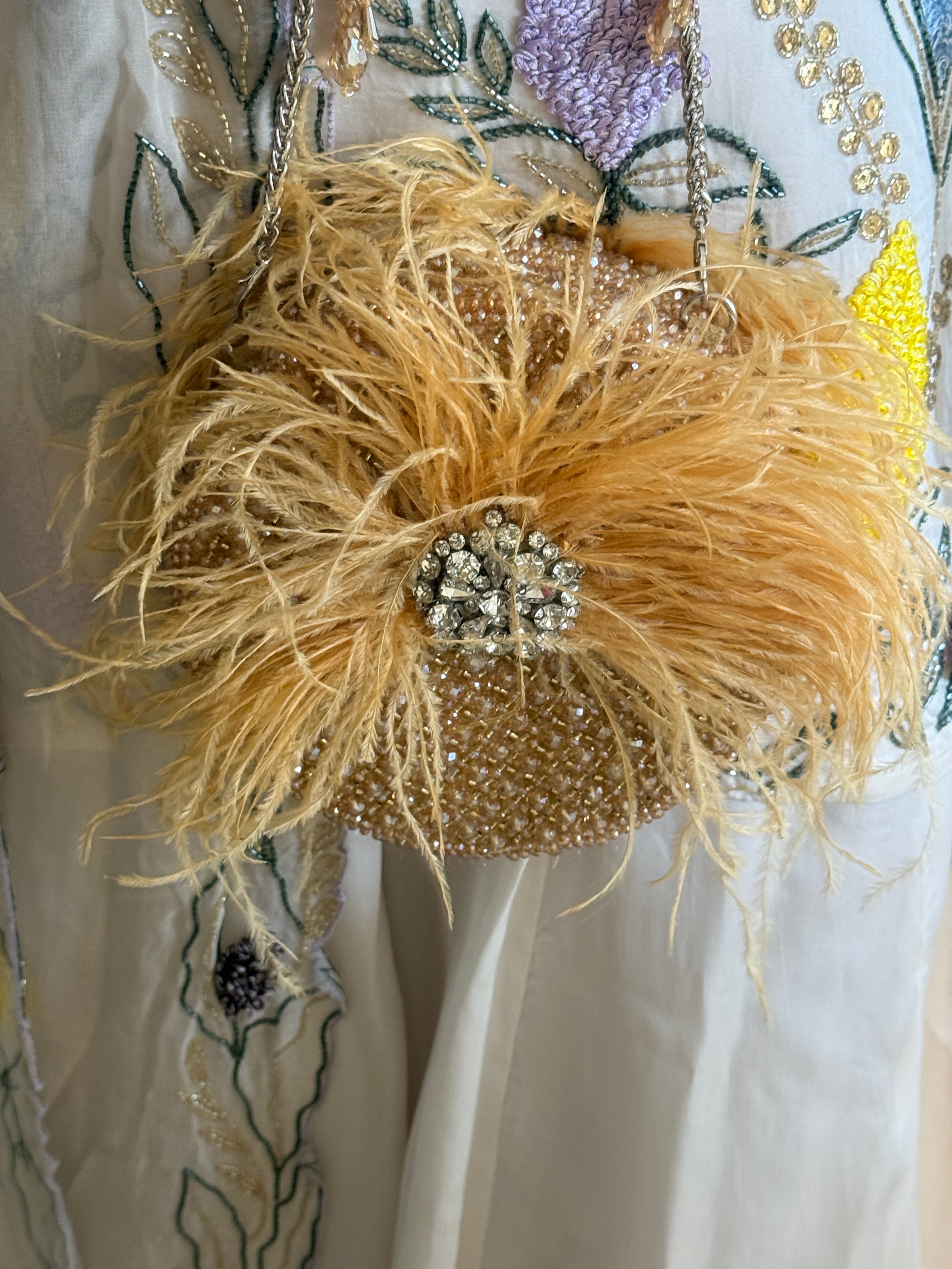 Feather Burst Golden Round bag