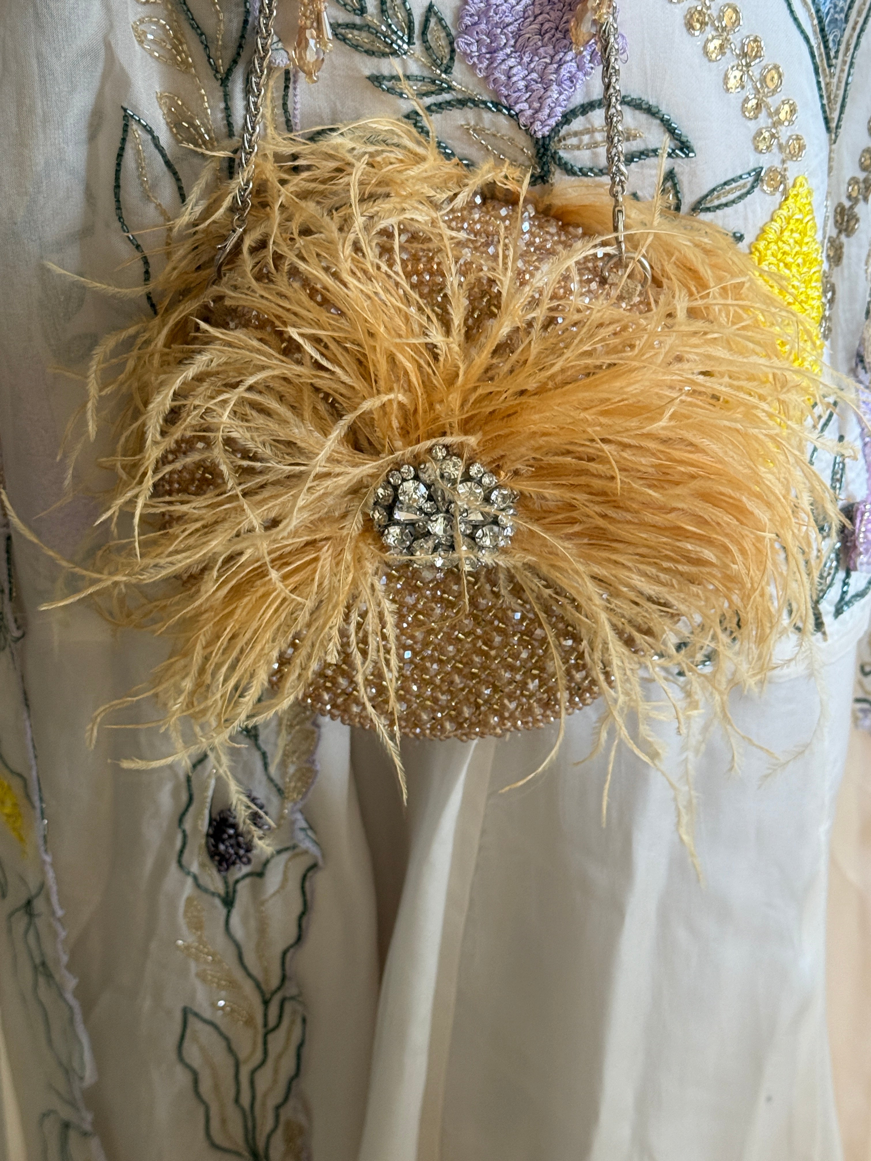 Feather Burst Golden Round bag