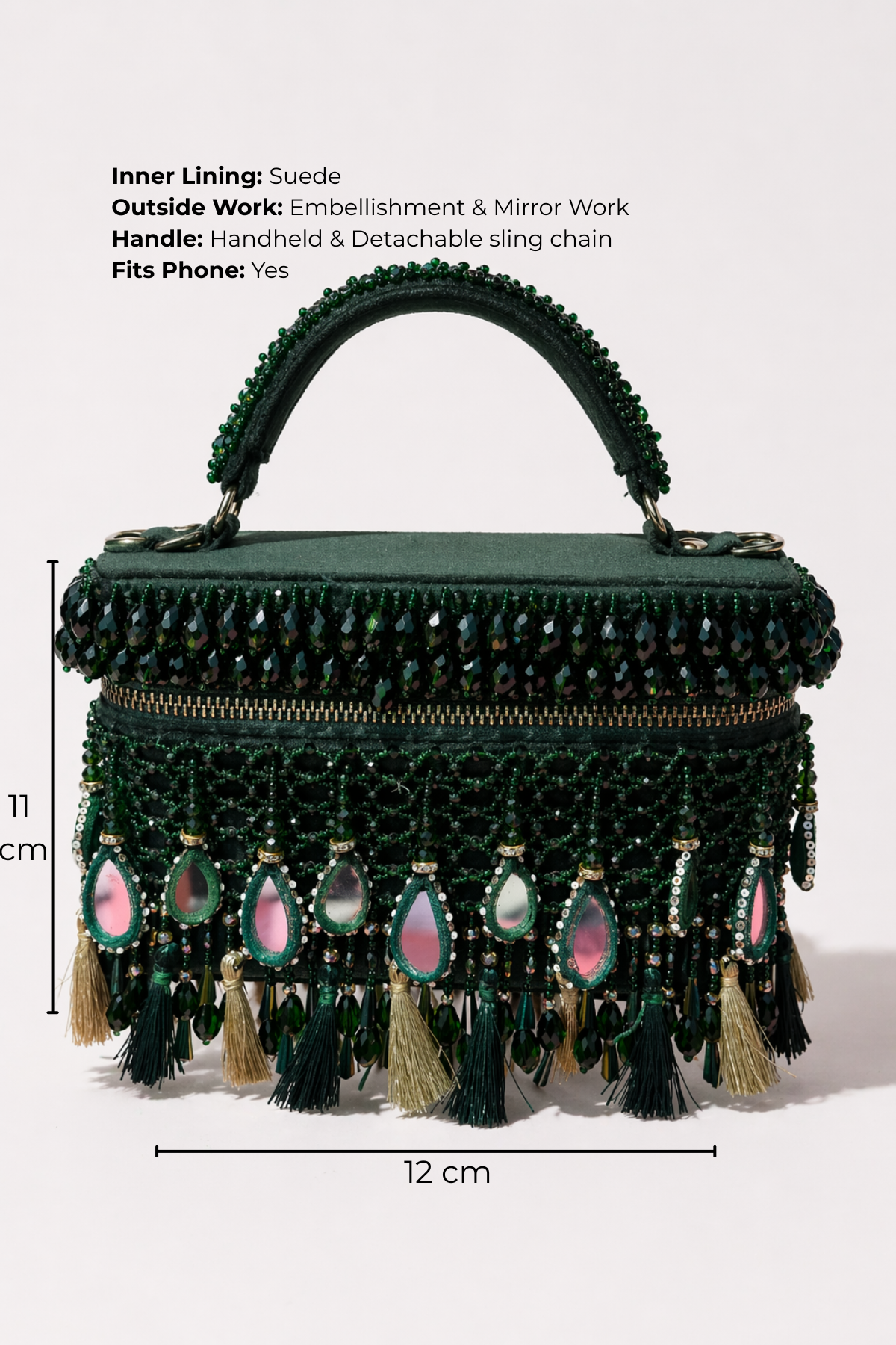Spacious green handbag for festivals