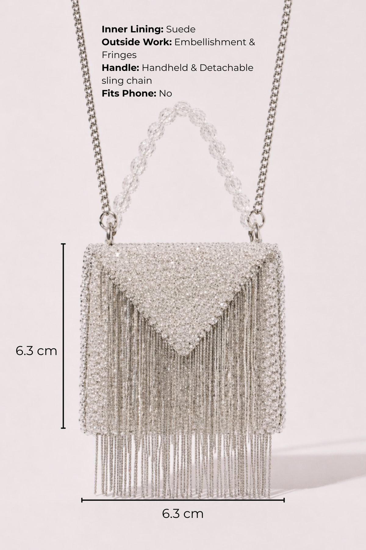 Silver fringe handbag 