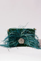 Emerald Plume Flap Bag