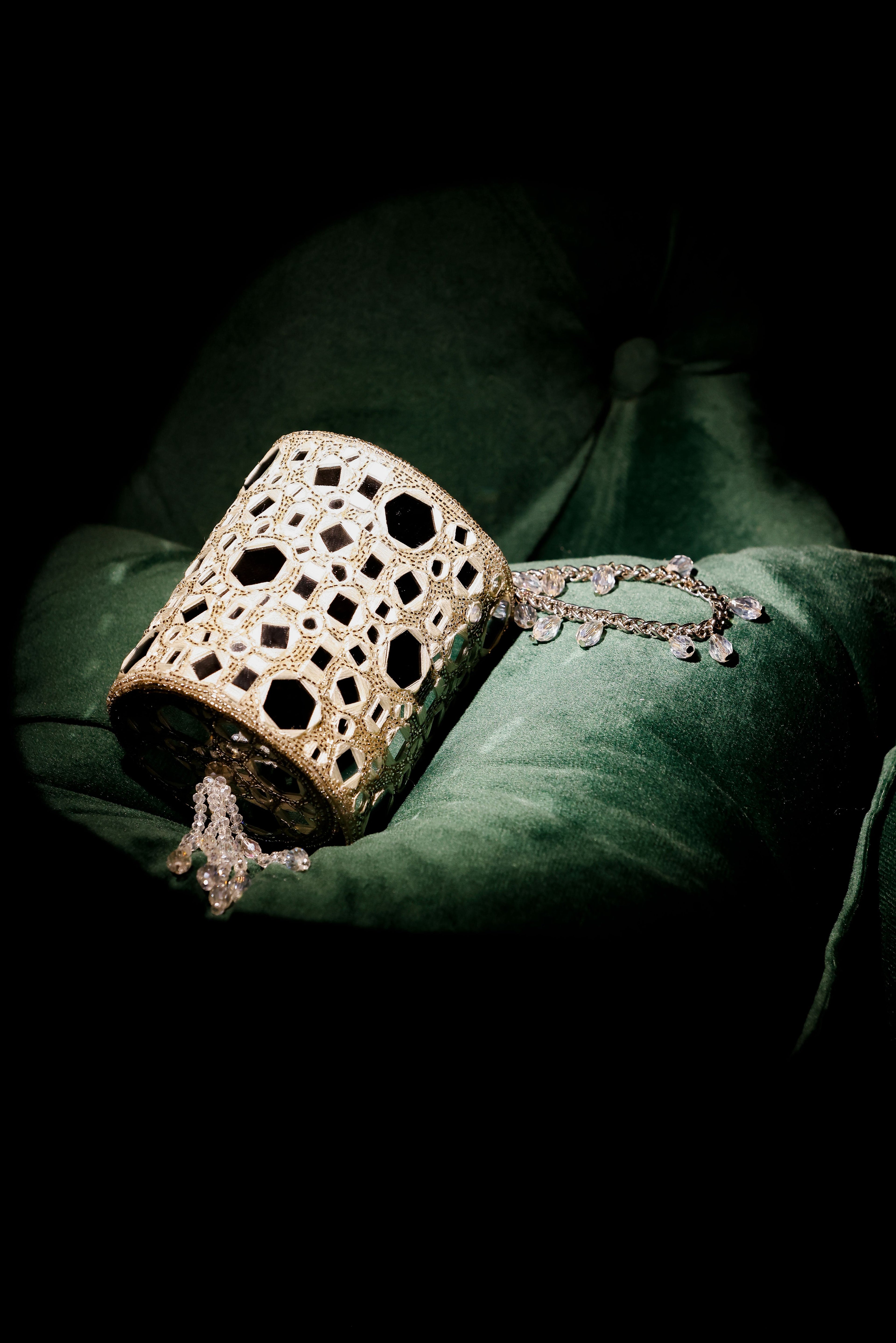 Sitara Silver Mini Cylindrical Mirror Bag