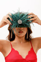 Emerald Plume Flap Bag