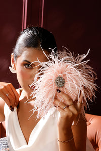 Feather Burst Baby Pink Round bag
