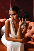 Midnight Charcoal Blue Hobo Bag