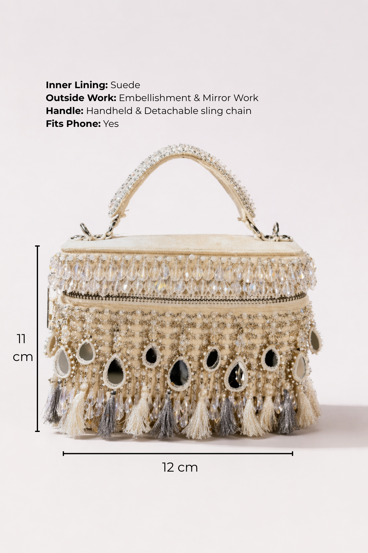 Spacious white vanity bag