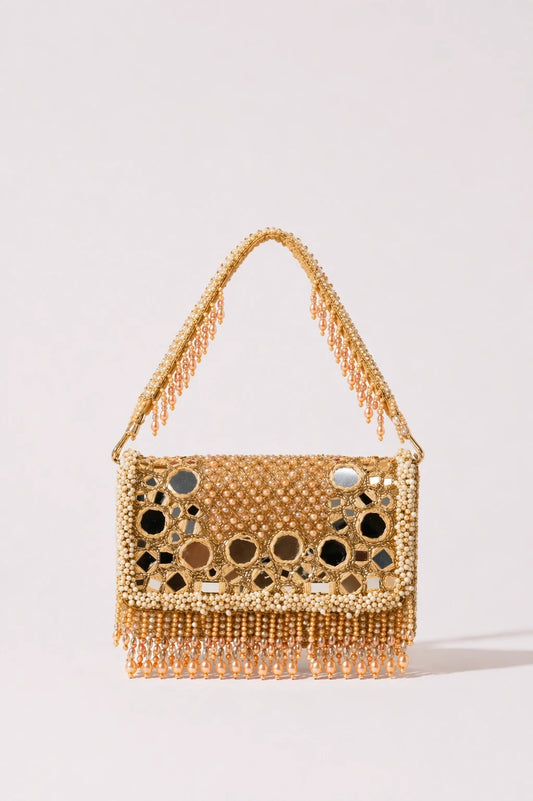 Aaina Golden Mirror Shoulder Bag with handcrafted mirror work