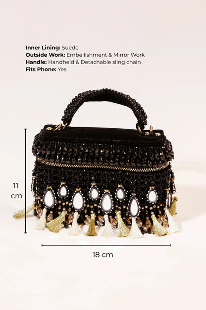 Black vanity bag for women for festive occasions