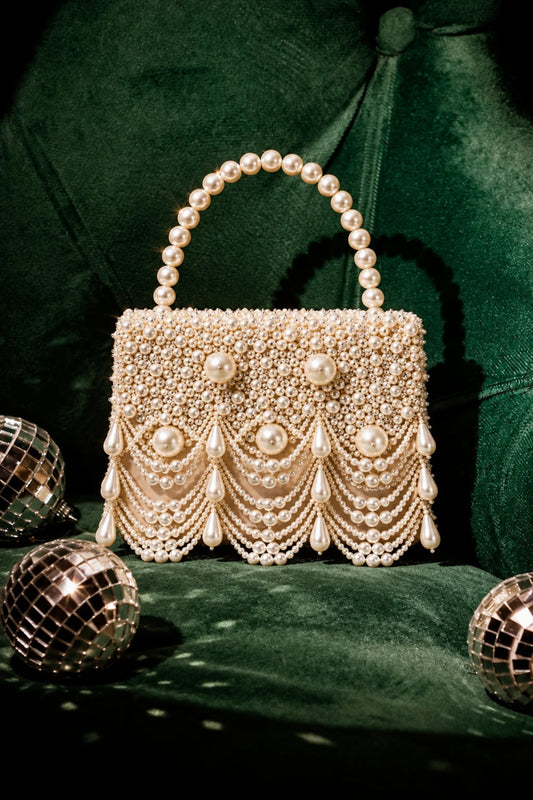 Bridal bag for women featuring handcrafted pearl embellishments