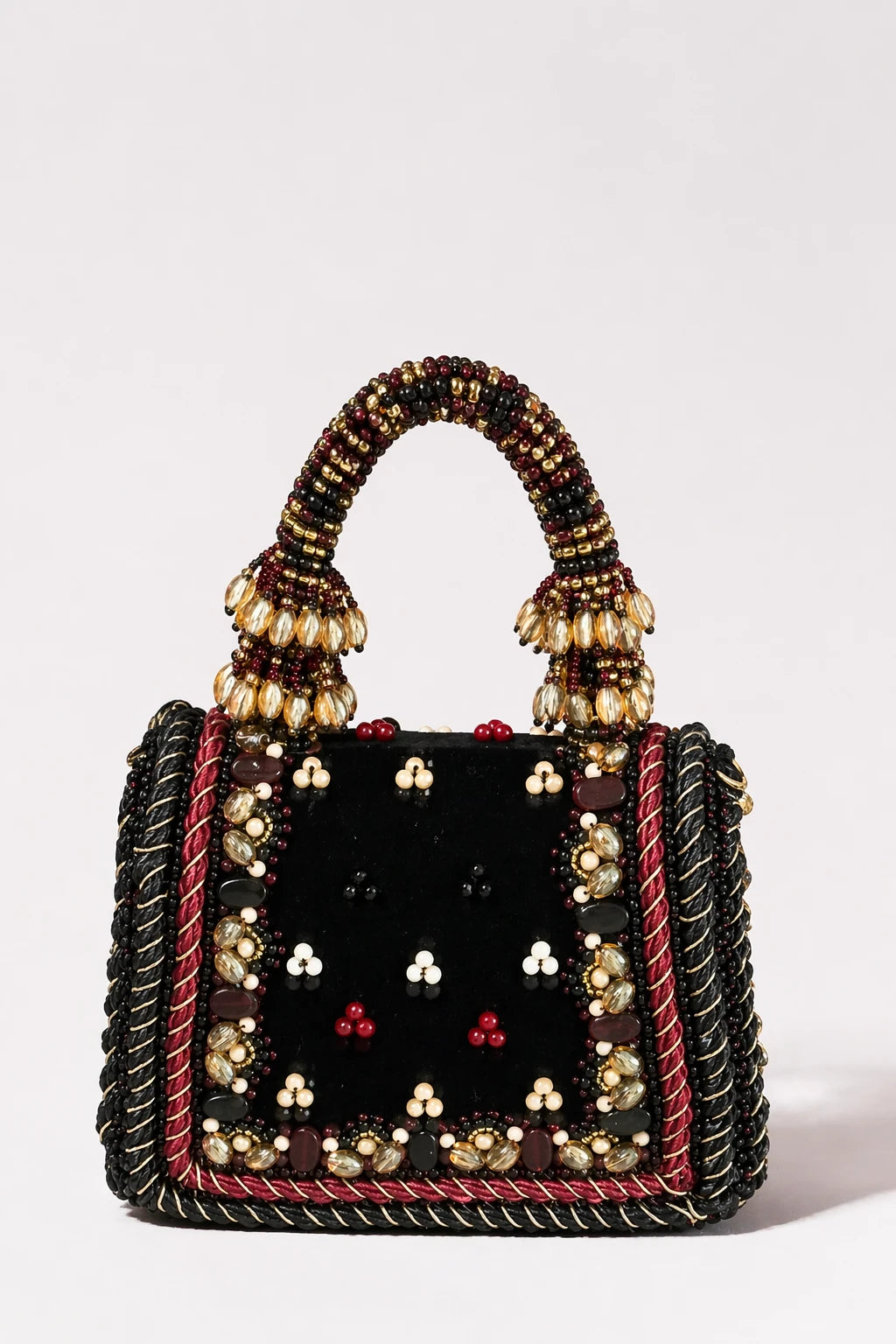 Bridal handbag for wedding functions with floral bead detailing