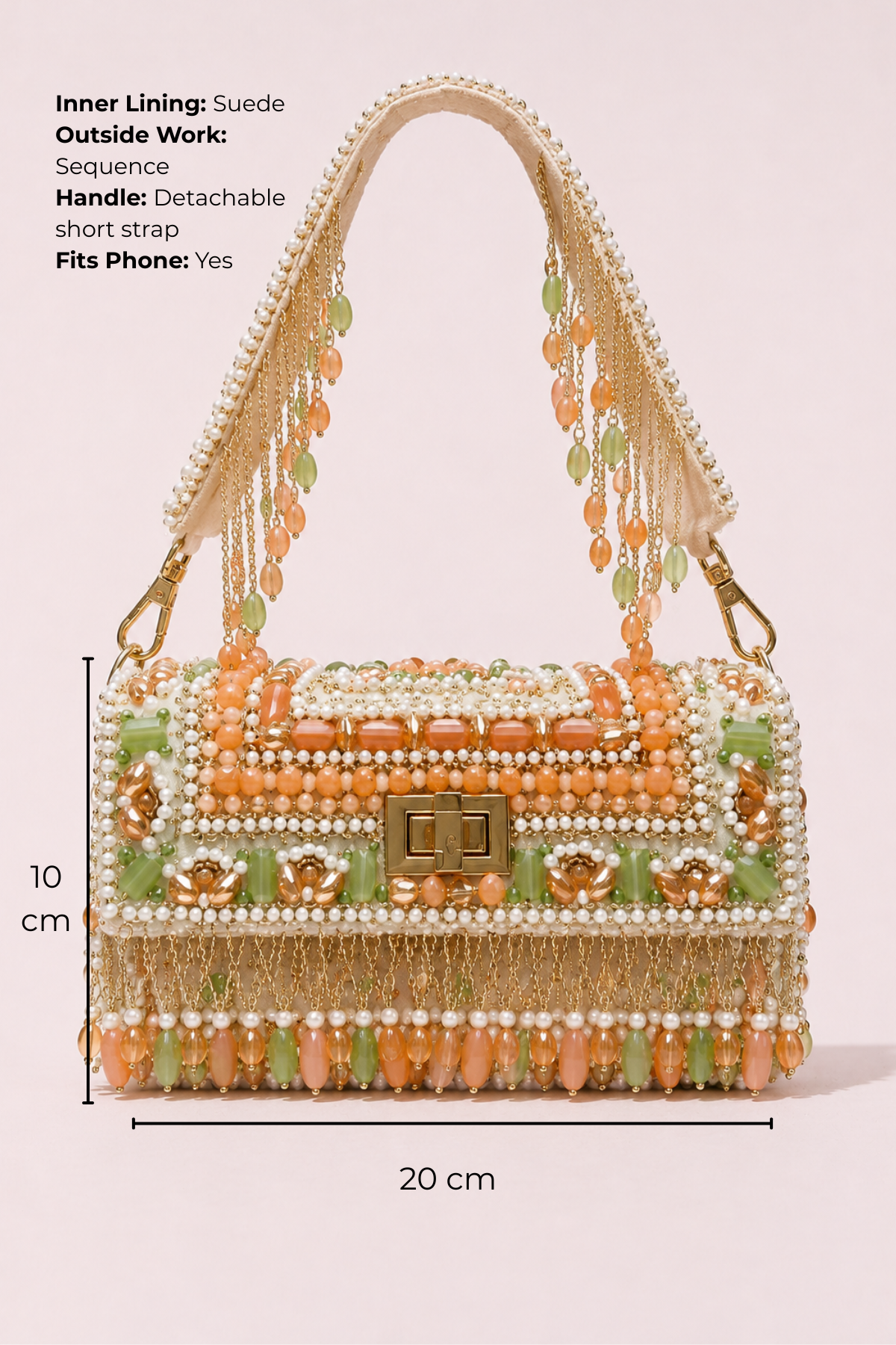 Bridal handbag for wedding celebrations with pearl and gemstone detailing