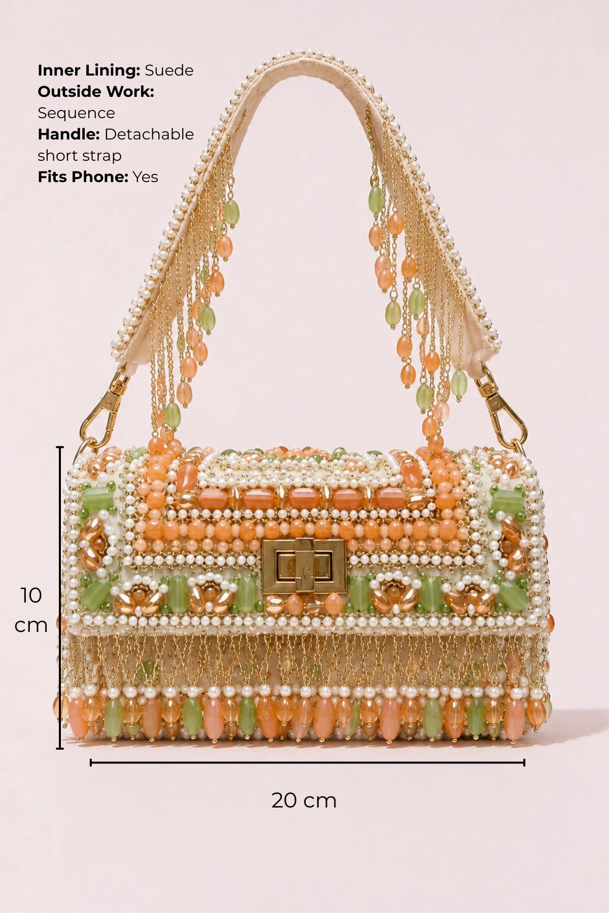 Bridal handbag for wedding celebrations with pearl and gemstone detailing