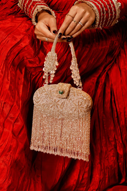 Silver cocktail clutch bag for women with elegant detailing