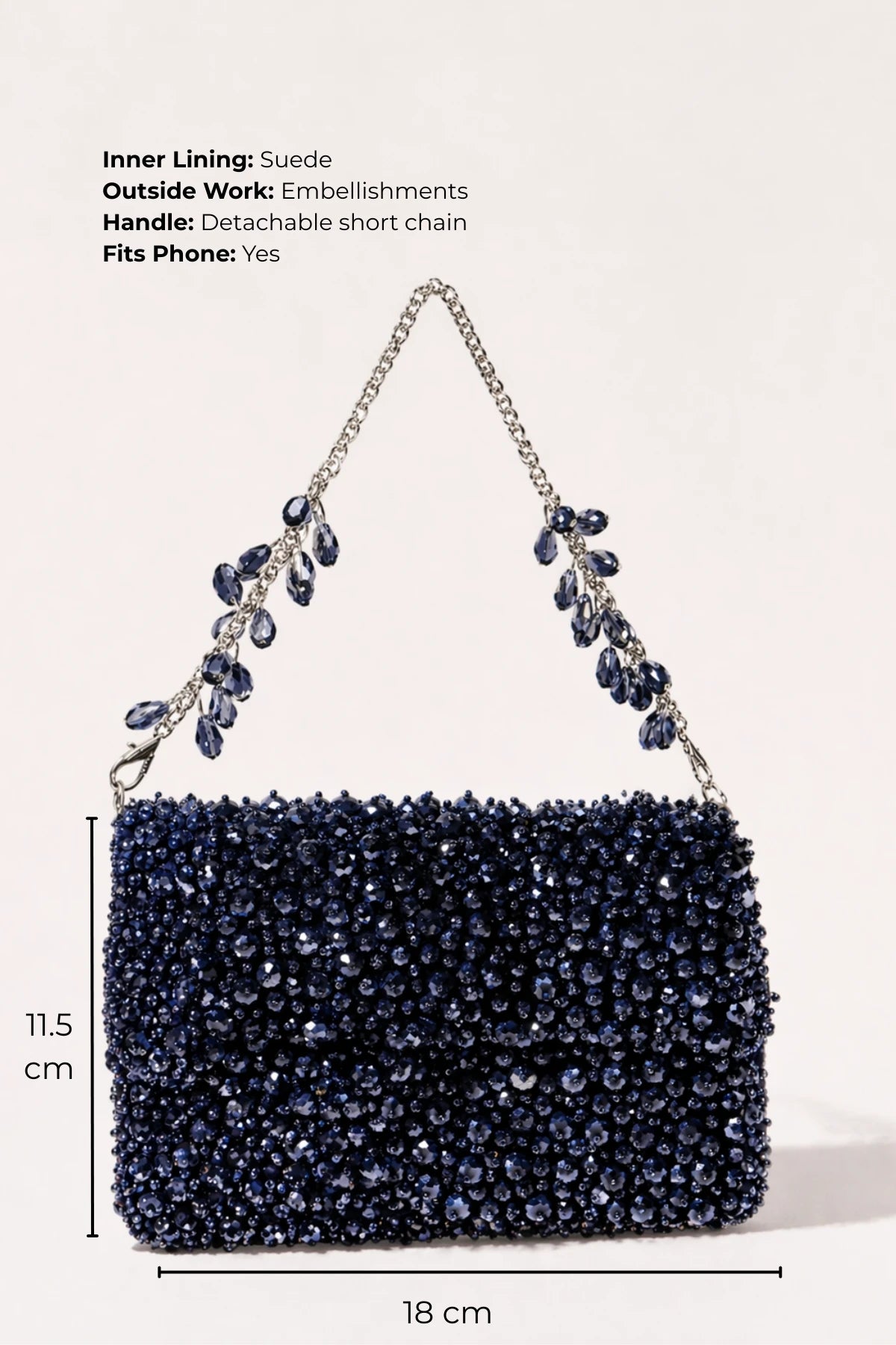 Charcoal blue shoulder bag for cocktail parties and evening events