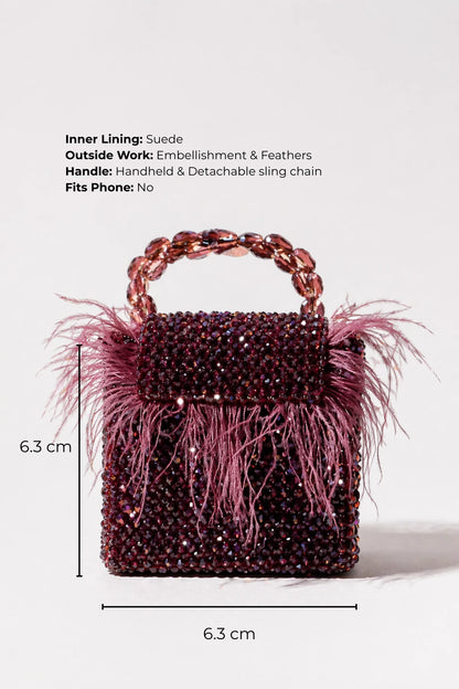 Designer feather mini bag with handcrafted bead detailing