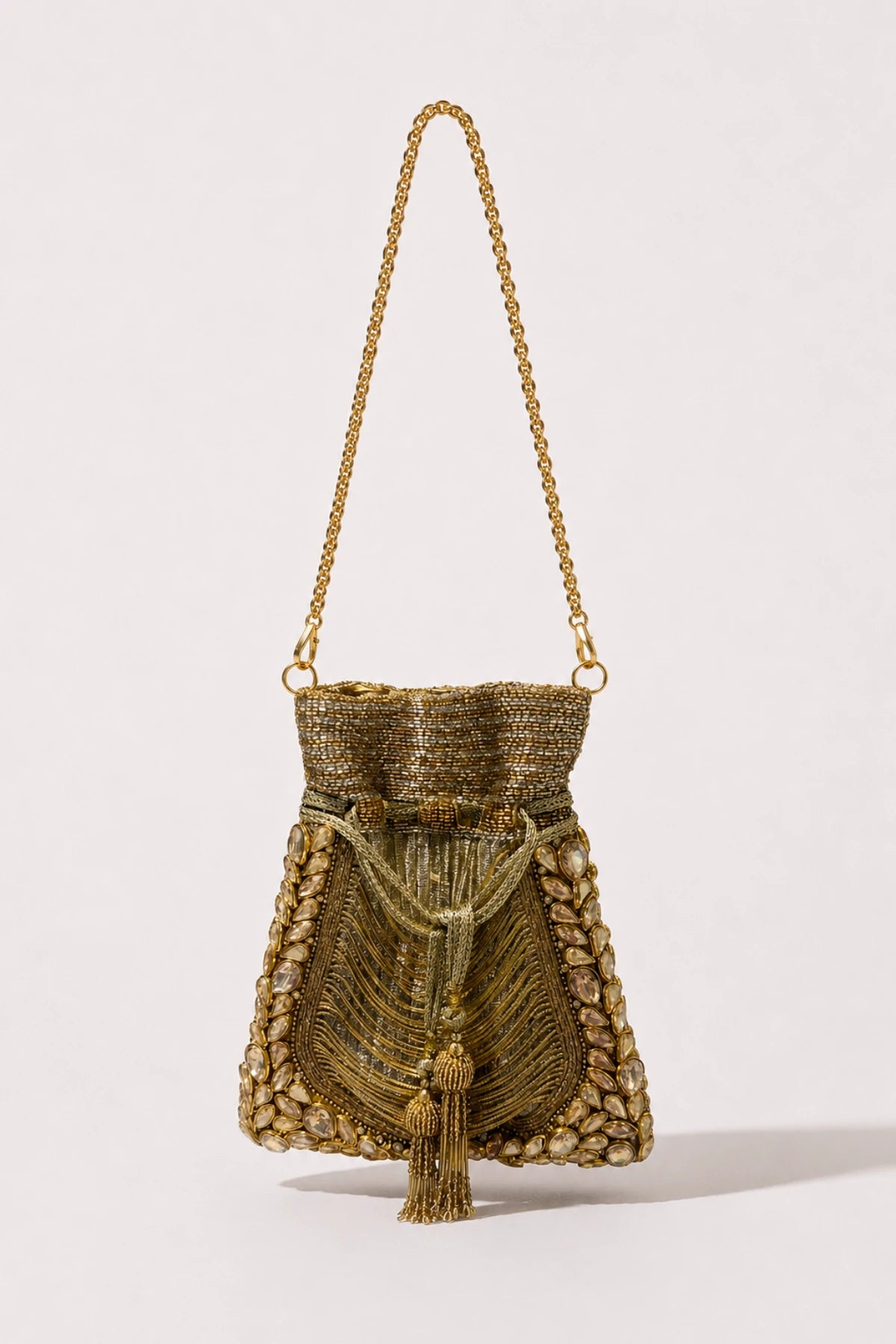 Designer golden potli bag for wedding celebrations and receptions