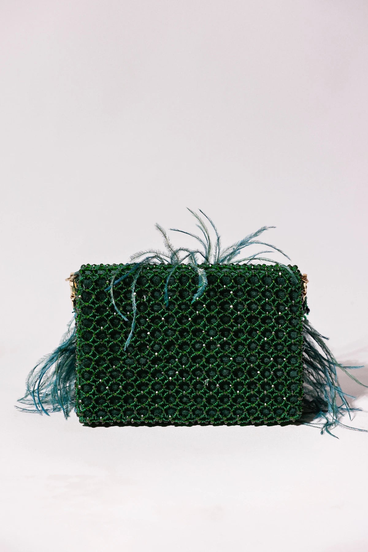 Designer green shoulder bag for parties and special occasions