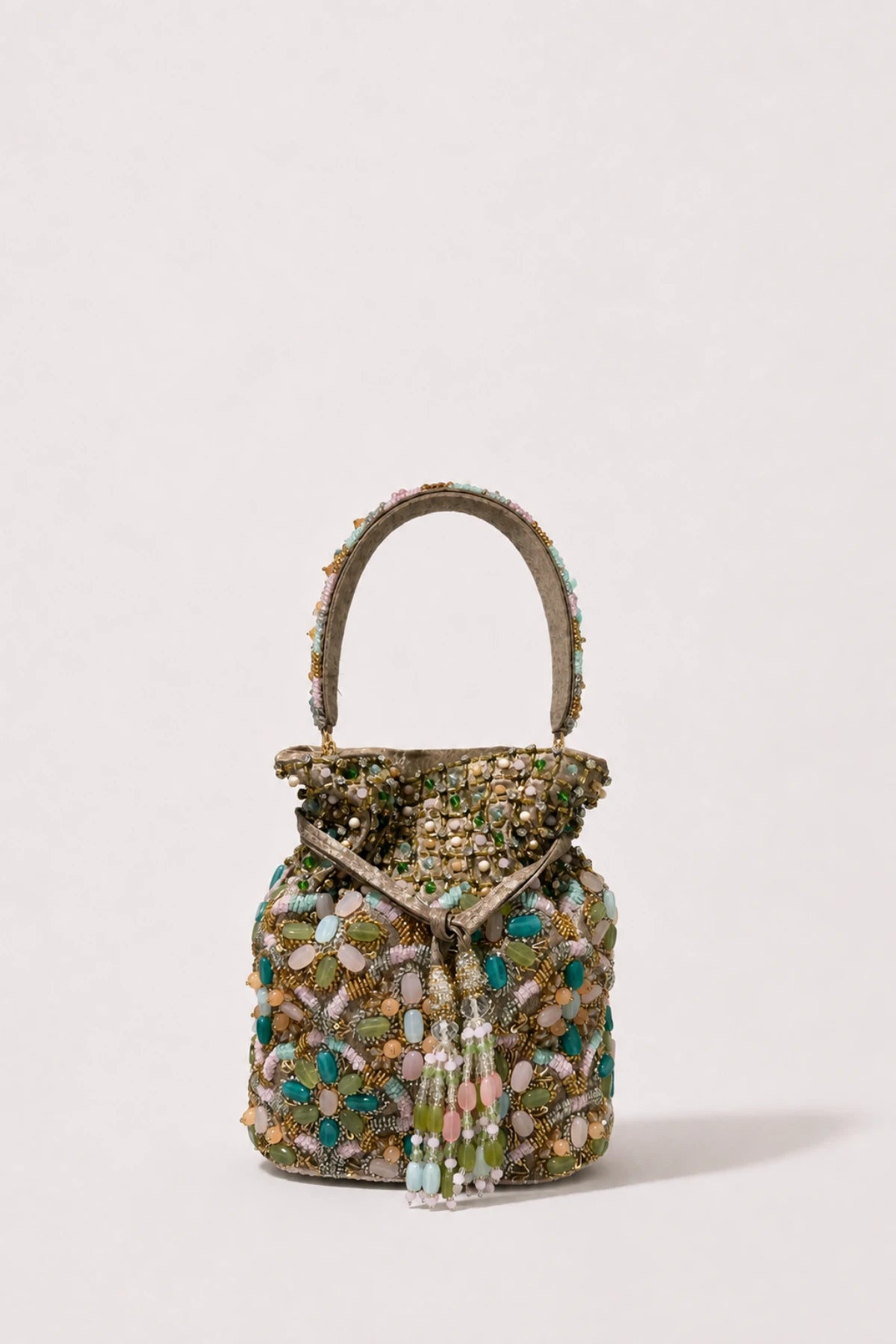 Designer Mehendi potli for women with multicolour handcrafted embellishments