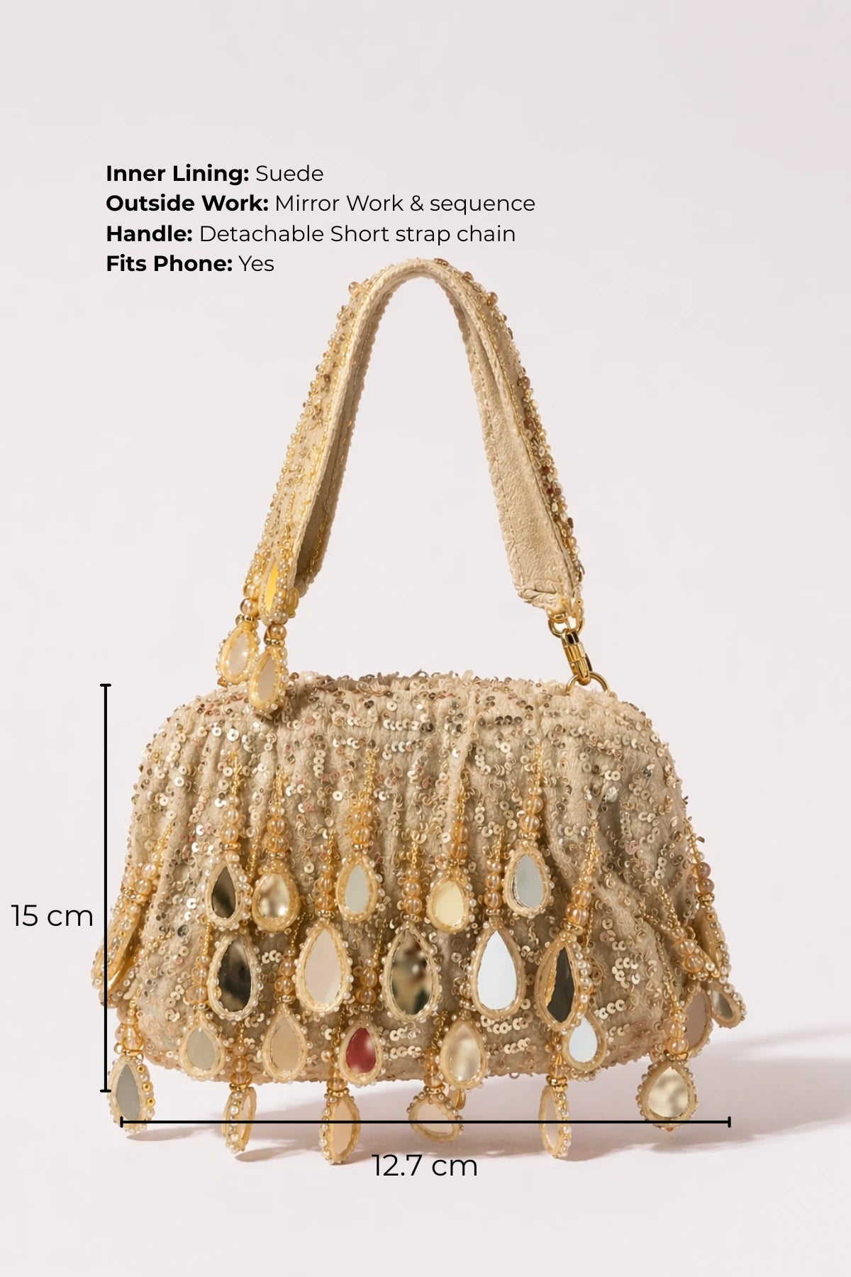 Designer mirror work shoulder bag for Indian wedding functions