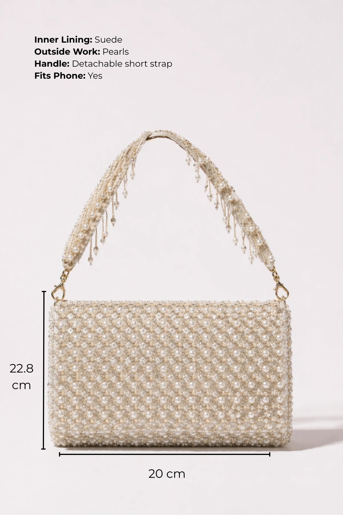 Designer pearl shoulder bag for women with handcrafted detailing