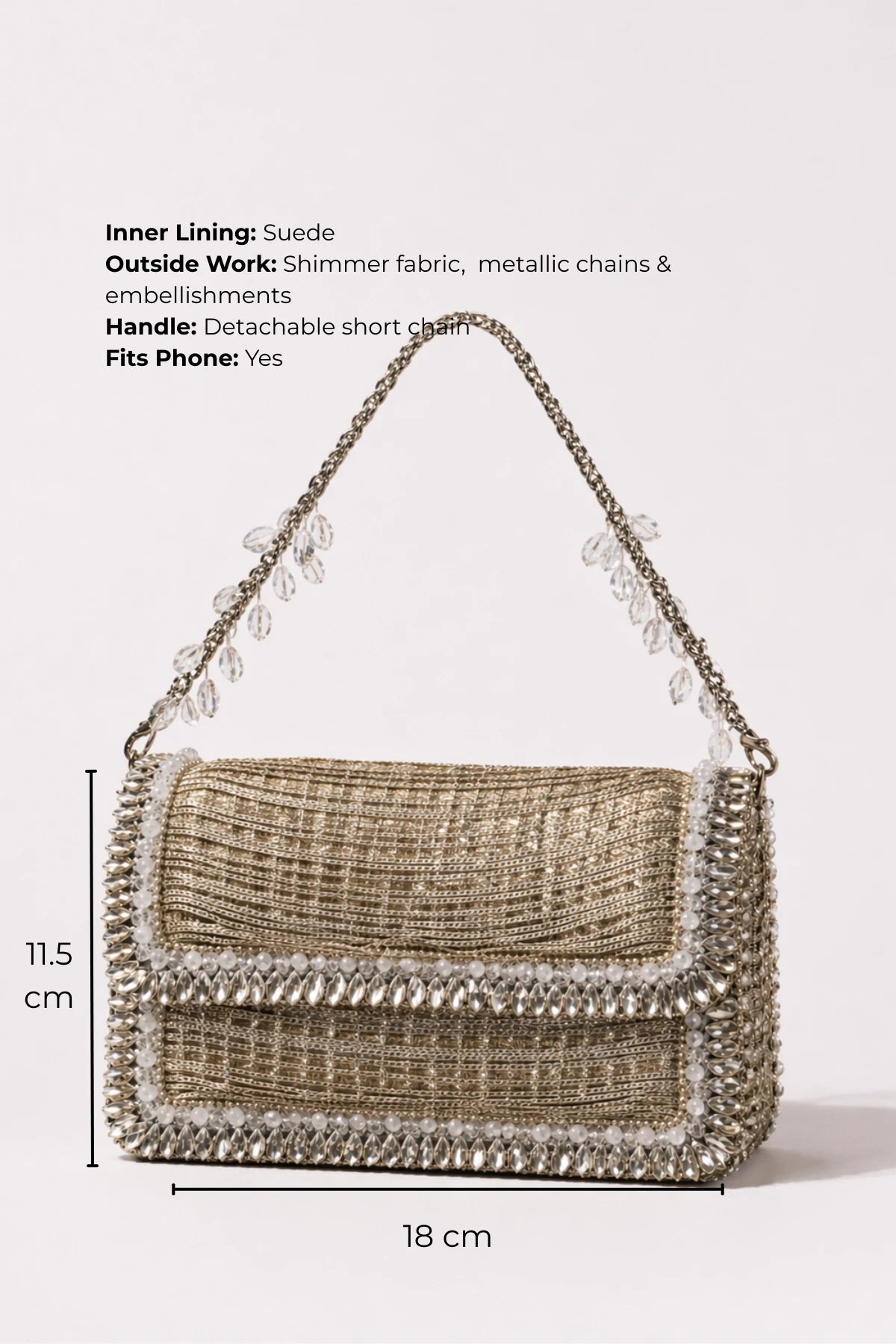 Designer silver shoulder bag for women