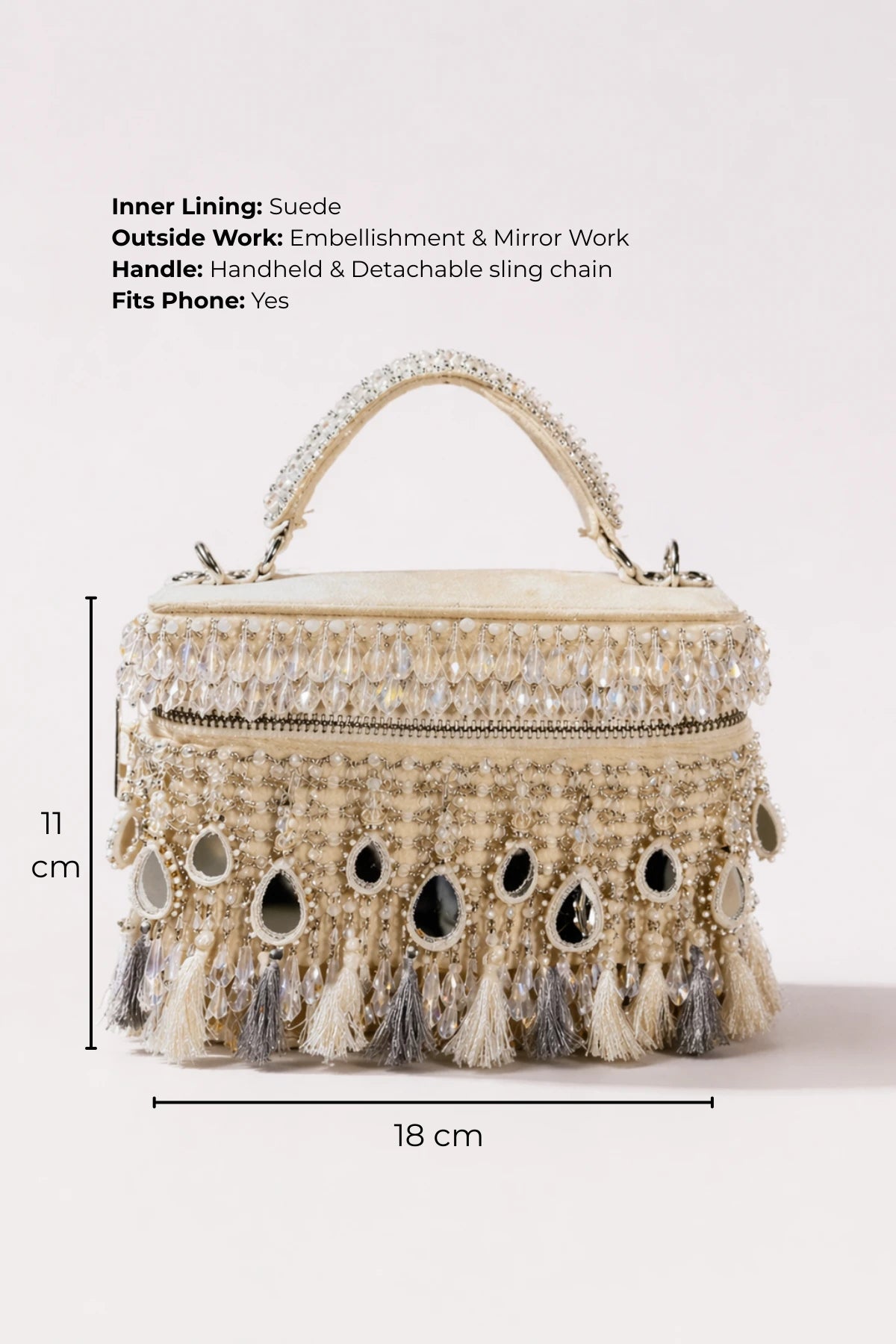 Designer white vanity bag for Indian wedding functions