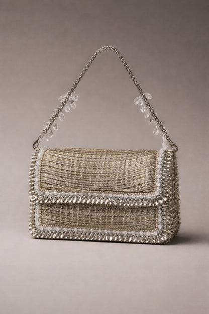 Dune Silver Shoulder Bag for sangeet celebrations and cocktail parties