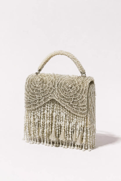 Eira Silver Clutch Bag for weddings and festive celebrations