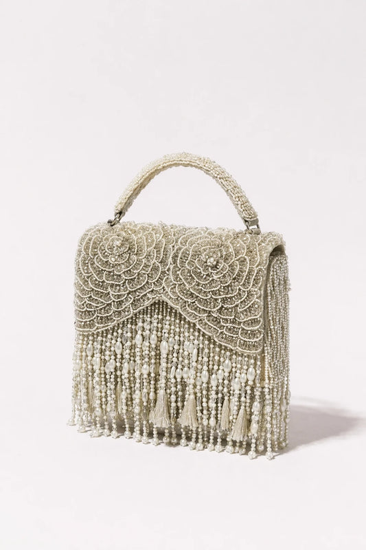Eira Silver Clutch Bag for weddings and festive celebrations