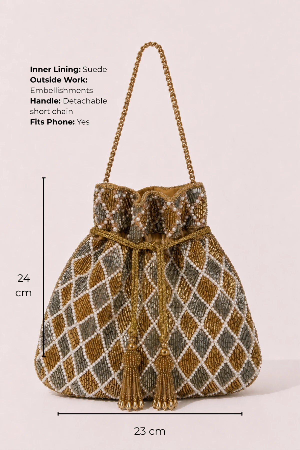 Embellished potli bag for haldi ceremonies and festive celebrations