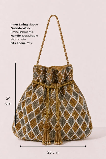 Embellished potli bag for haldi ceremonies and festive celebrations