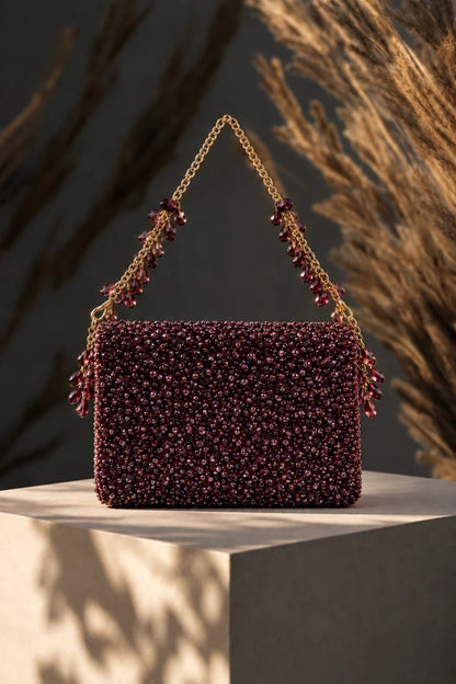 Pink evening bag for women with detachable chain strap